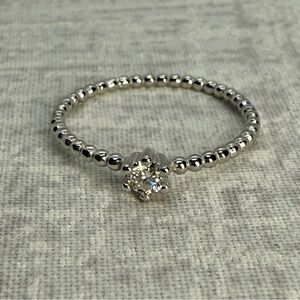 New Sterling Silver & 0.1ct Moissanite Solitaire Stackable Ring, Size 6